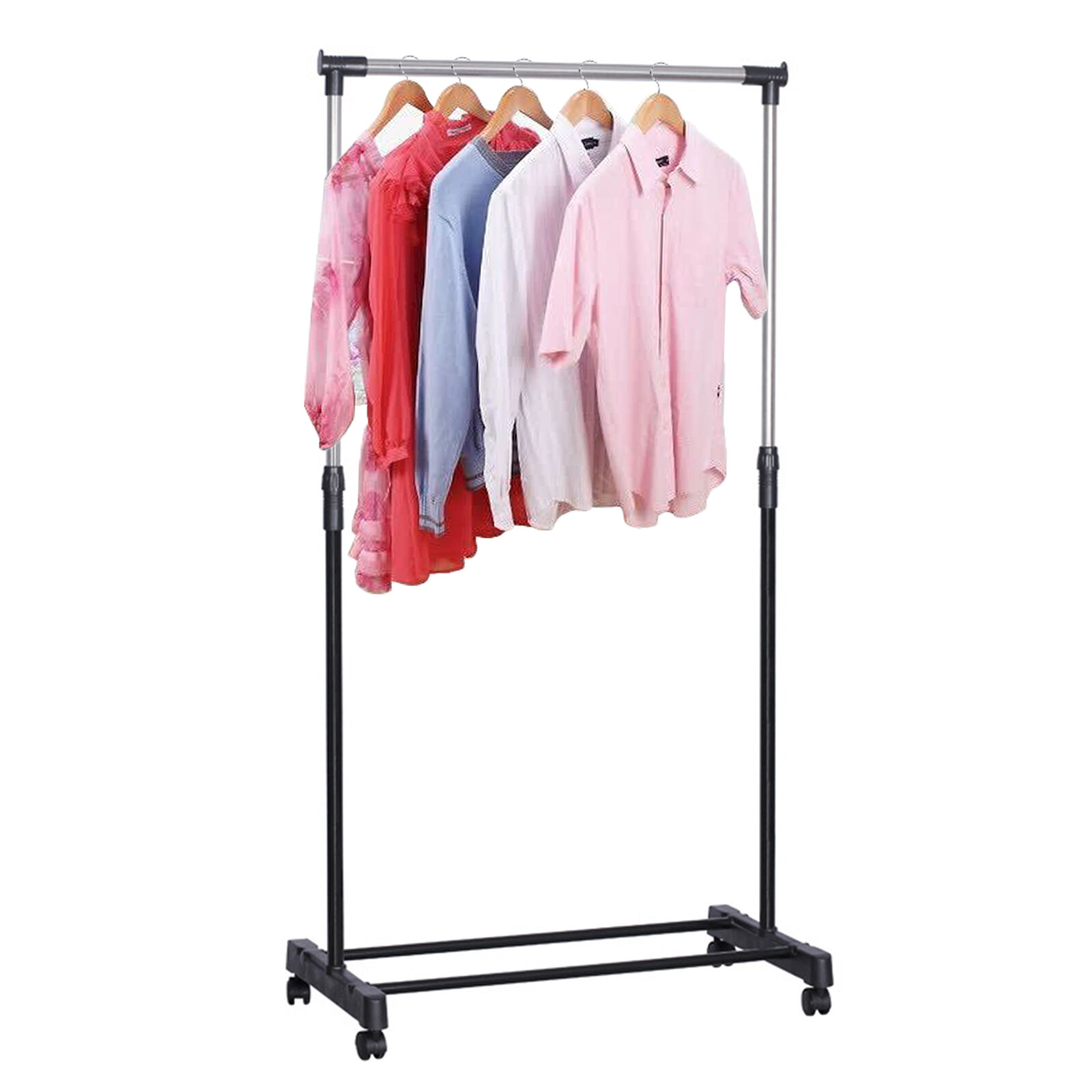 Laundry Drying Rack Clothes Storage Hanger Stand With Brake Roller Adjustable