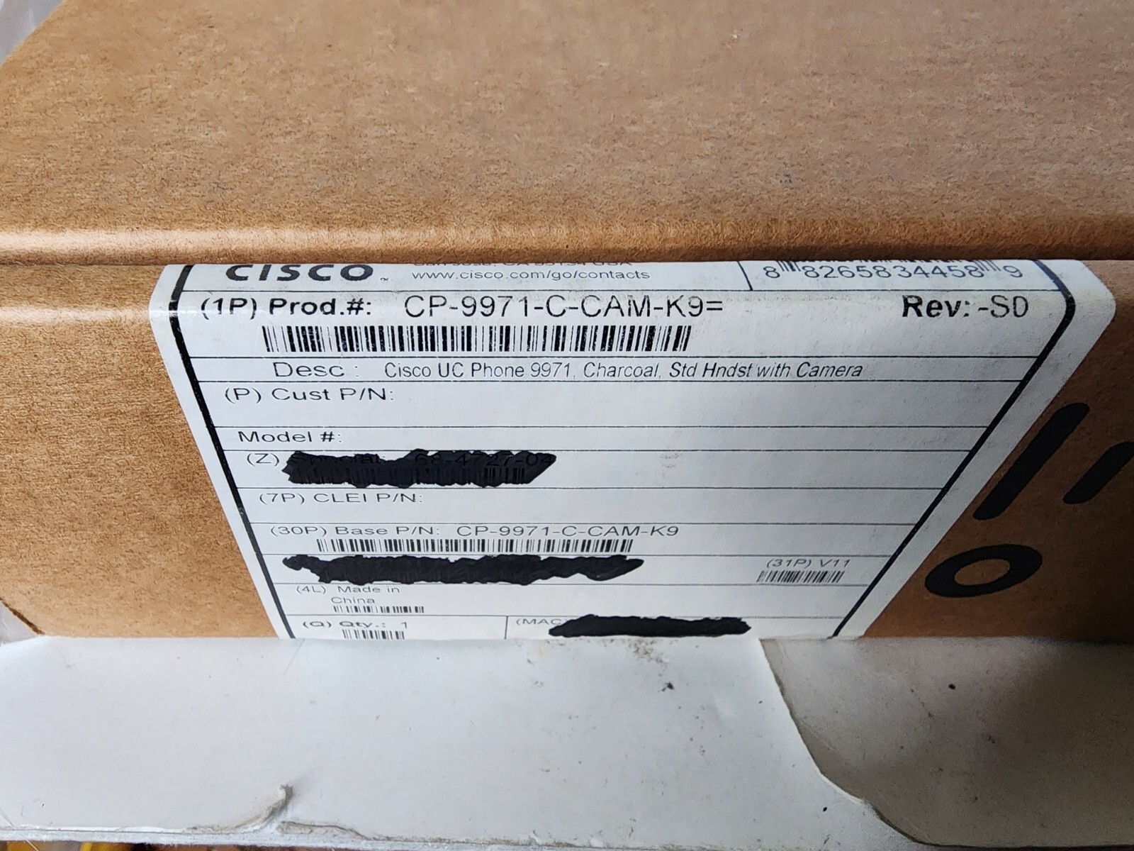 New In Box Cisco CP-9971-C-CAM-K9 Unified IP Phone - Black Complete