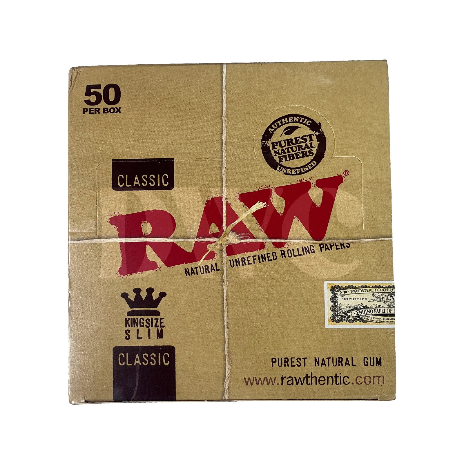 Raw Classic King Size Slim Rolling Paper Full Box 50 pack, 32 Per Pack