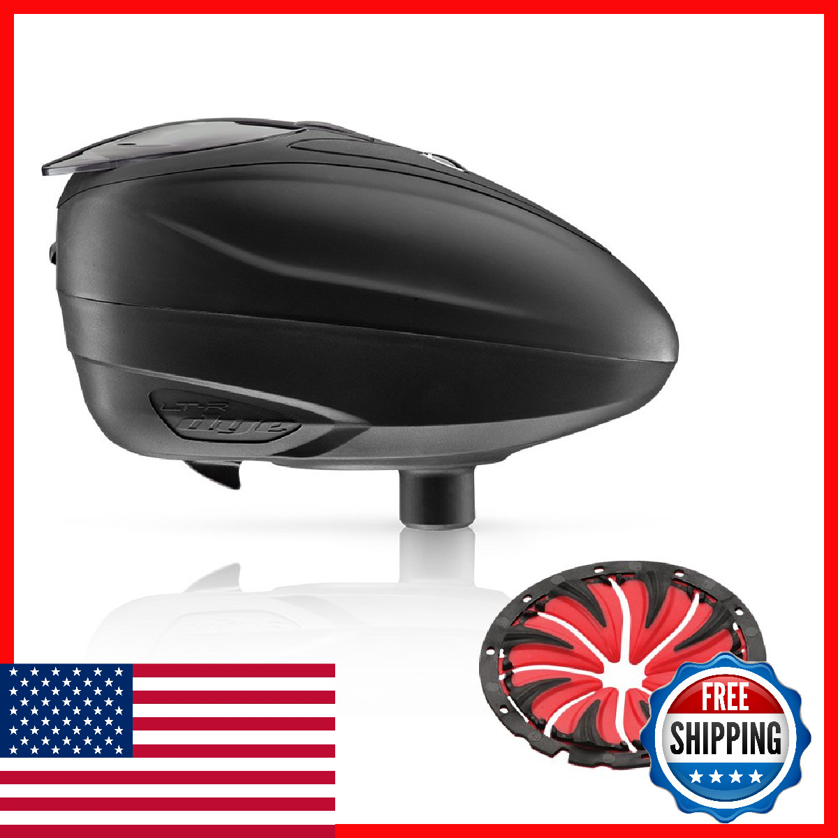 Dye Lt-R Electronic Paintball Loader Black Red Quick Feed