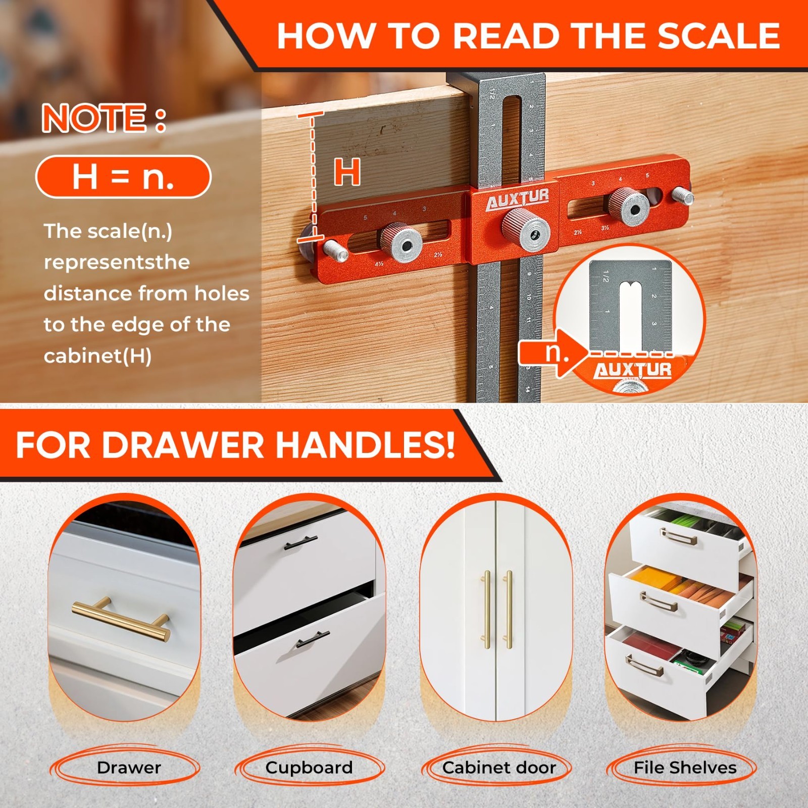 Adjustable Cabinet Hardware Jig Tool - Alignment Hole Punch Locator for Knobs &