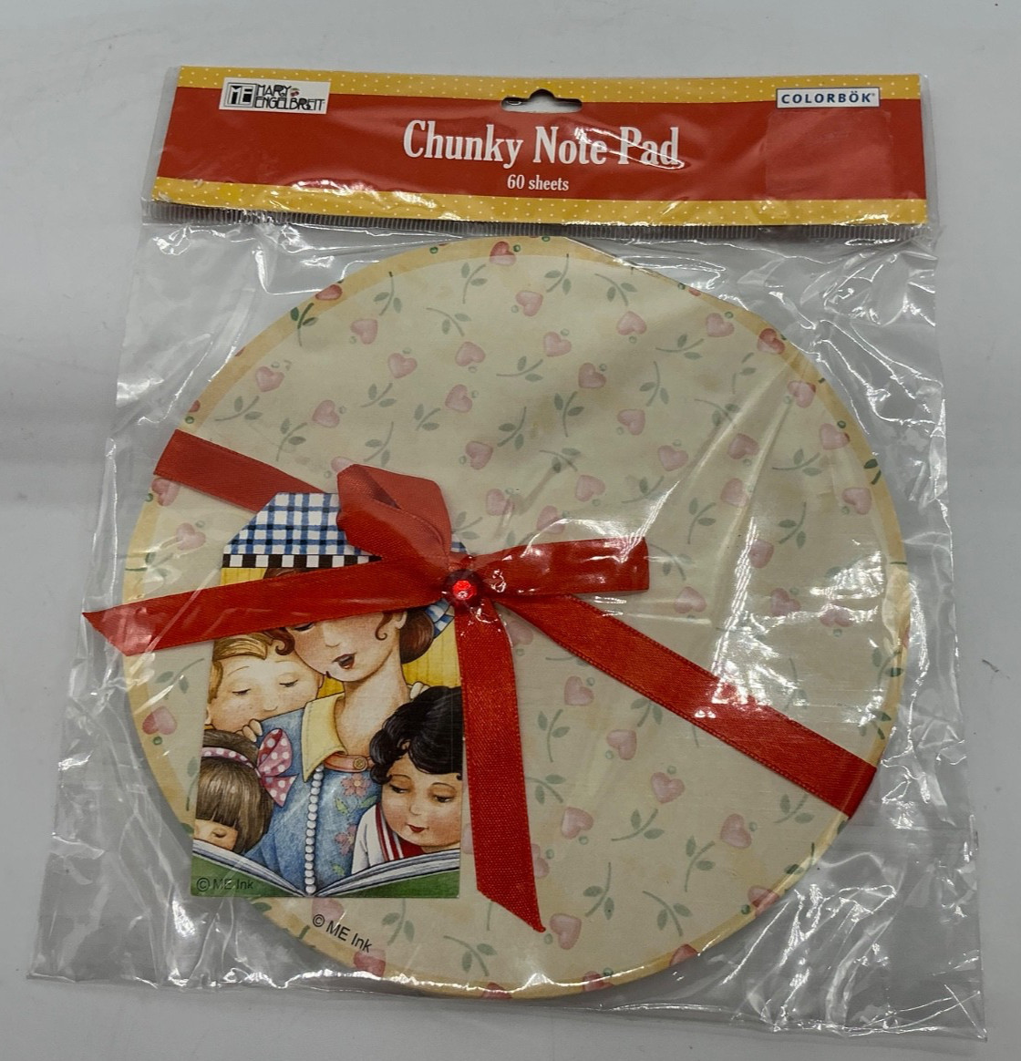 Mary Engelbreit Chunky Note Pad 60 sheets 6” diameter NEW 2006 stock sealed