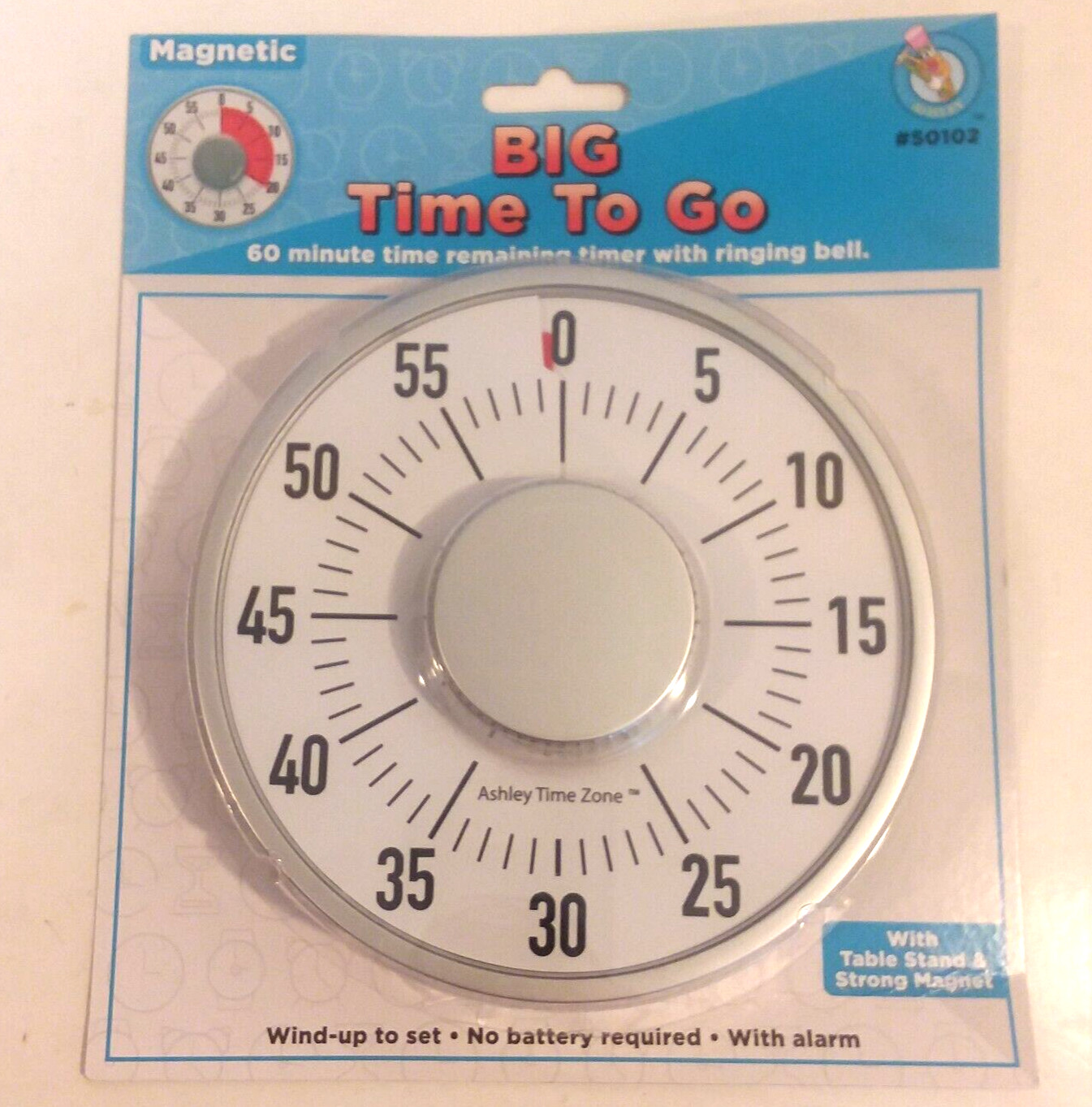 Ashley Productions Big Time To Go 6" 60 Minute Timer w Bell Testing Games 50102