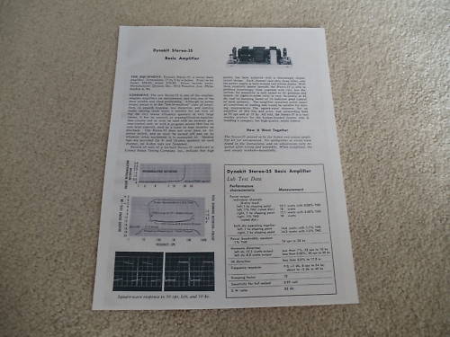 Dynaco Stereo 35 Tube Amplifier Review, 1964, 1 page