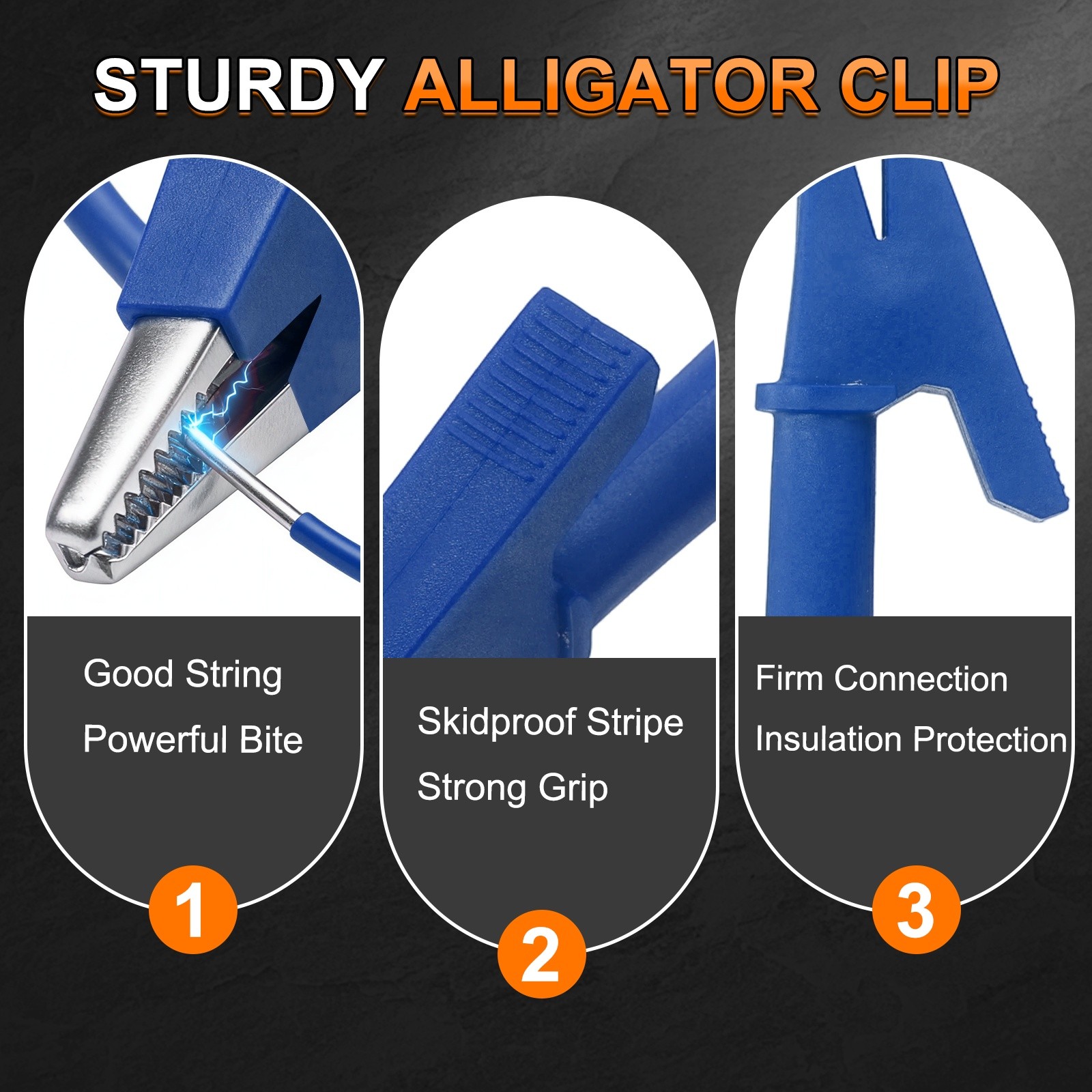 4 Pcs Dual-ended Alligator Clips Test Leads, 15A, 2.99m/9.81ft, Blue
