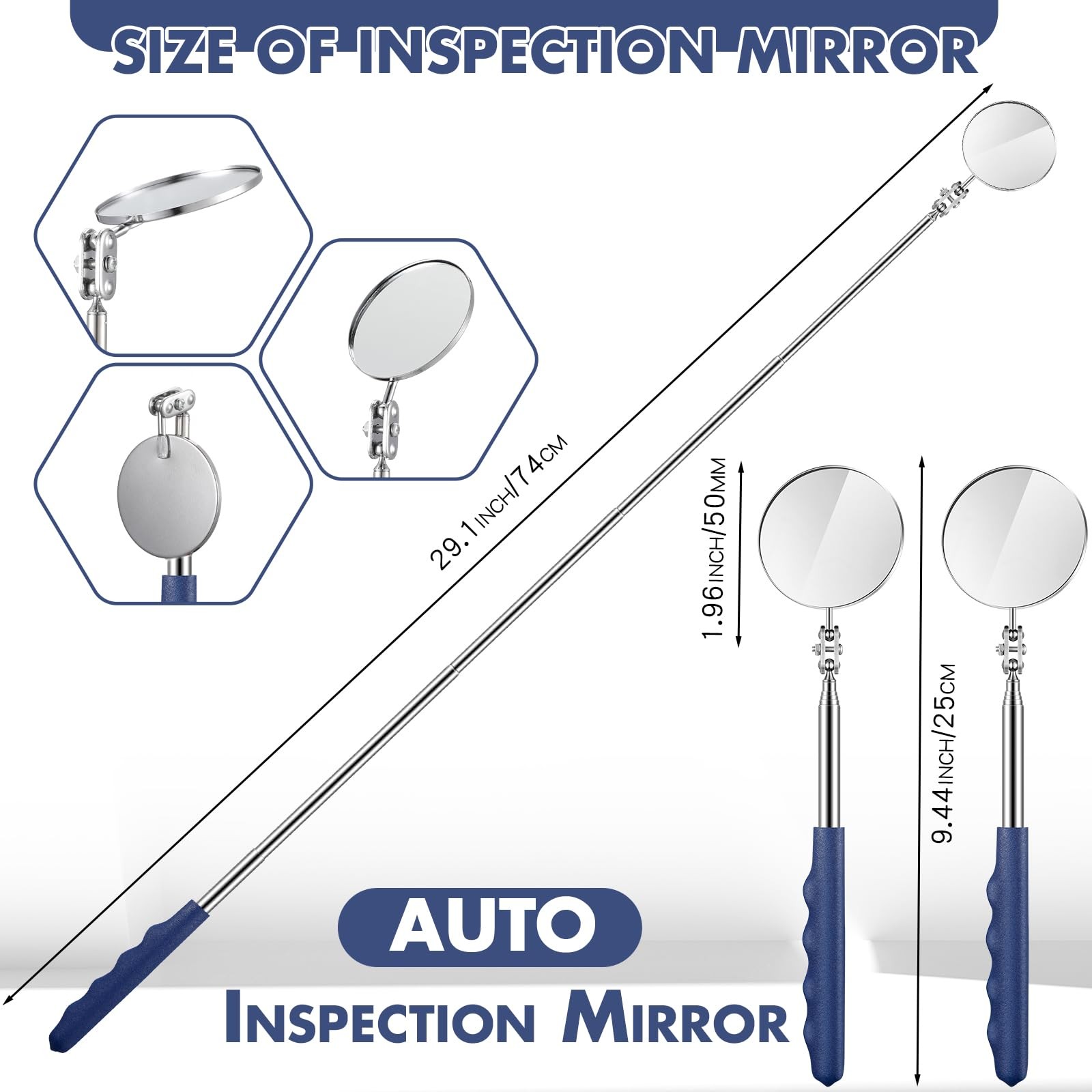 1 Pcs Telescoping Inspection Mirror Mechanics Automotive Tool with Long Handle E