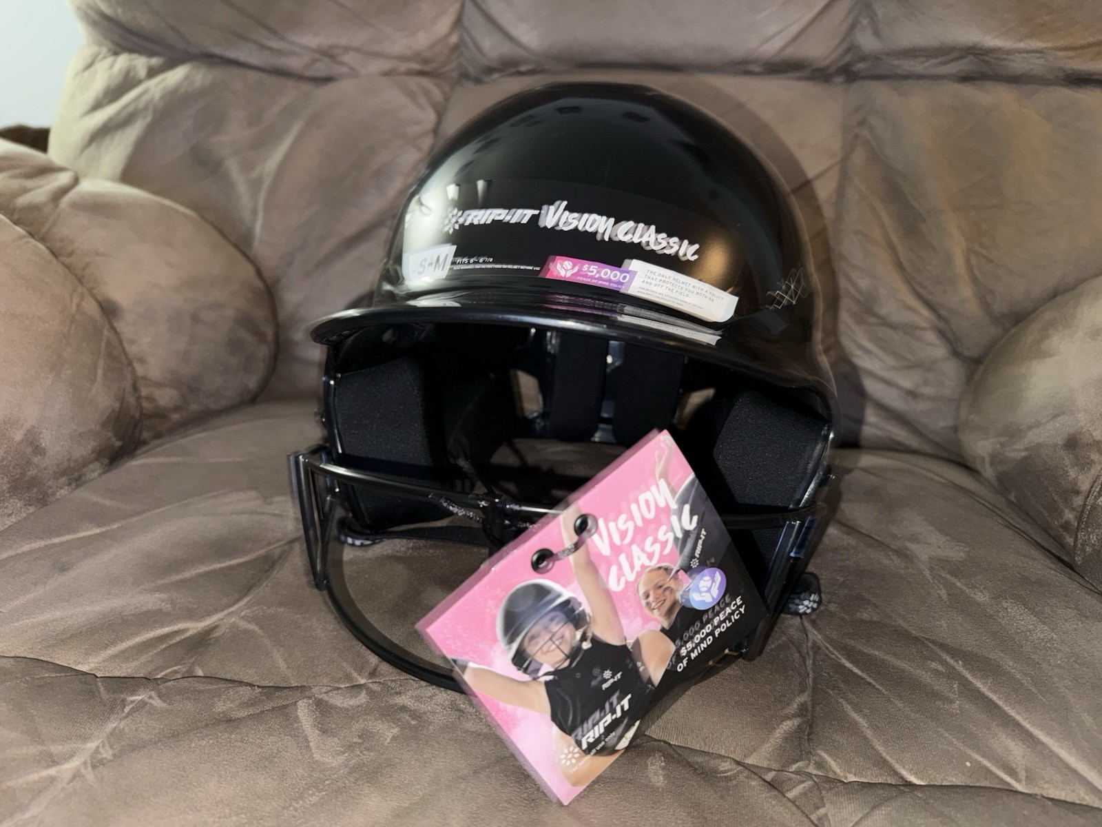 RIP-IT Vision Classic Softball Batting Helmet Black, S/M 6-6 7/8 NEW