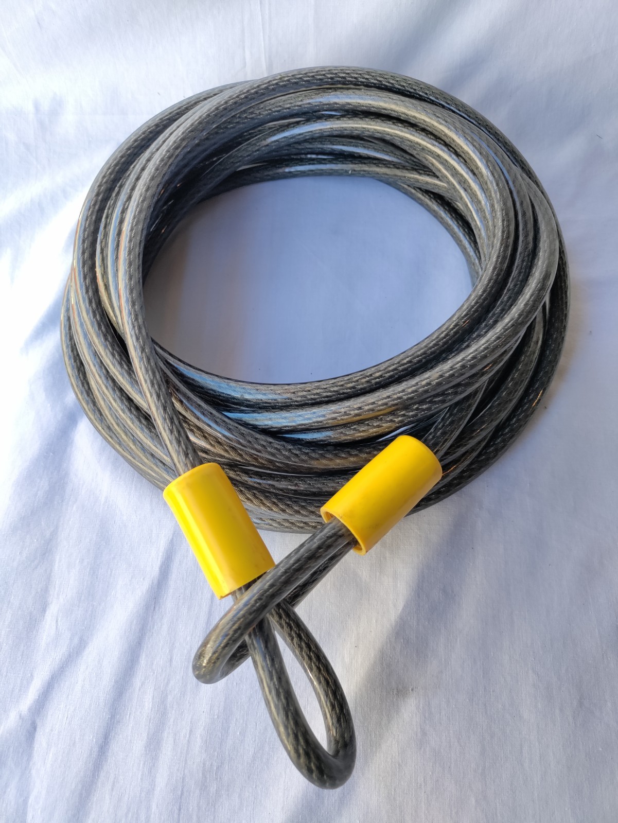 VINTAGE CRYPTO CABLE SECURITY LOCK SIZE 30'–15'x 3/8" BRAIDED WIRE CABLE
