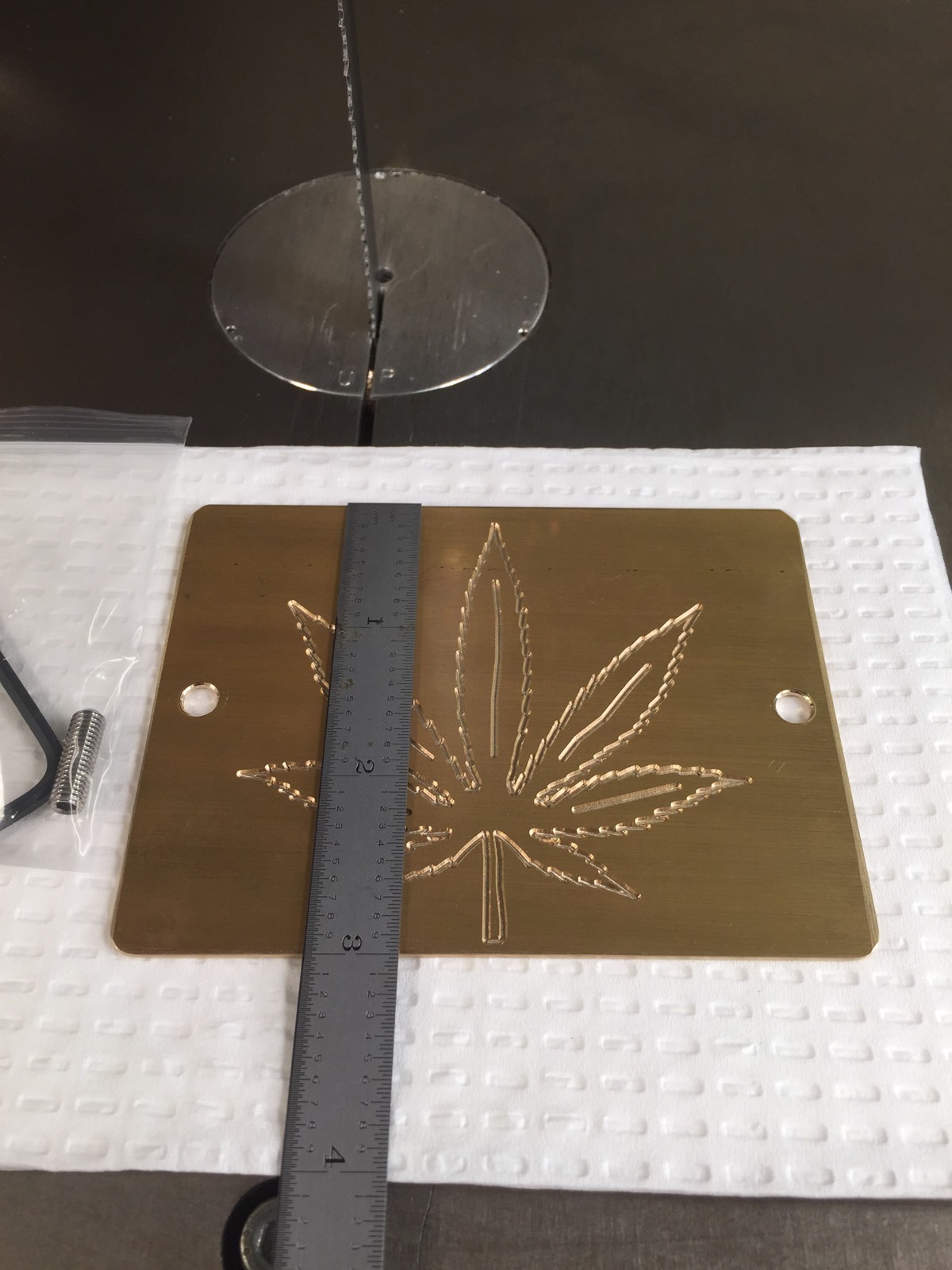 MEDIUM POT LEAF MARIJUANA SOLID BRASS ENGRAVING PLATE FOR NEW HERMES FONT TRAY