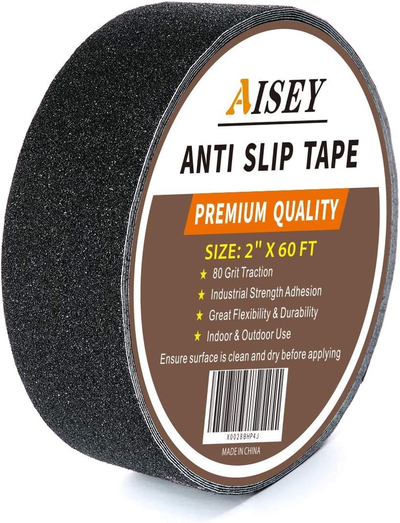AISEY Anti Slip Traction Tape Outdoor 2 in x 60 Foot, Non 2" X 20yd, Black