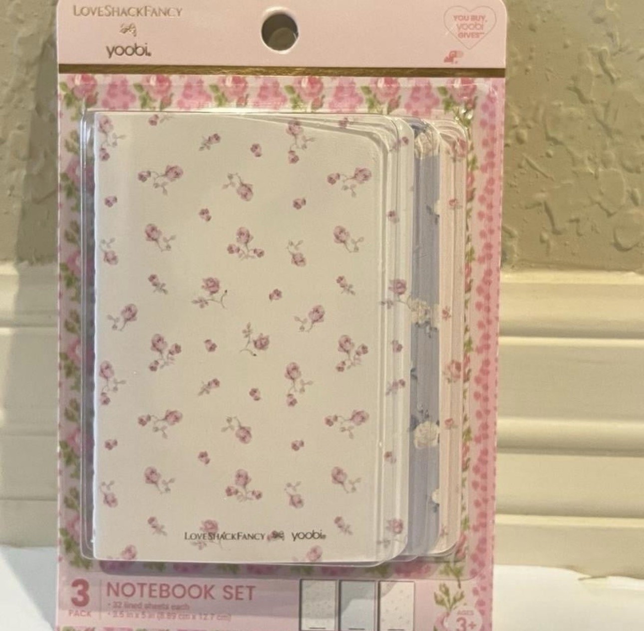 Yoobi x LoveShackFancy 3-Pack Floral Notebook Set Shabby Chic