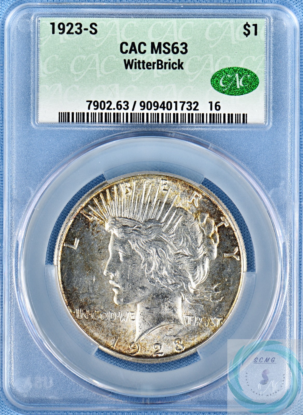 1923-S Peace Dollar CAC MS63 - Originality and Witterbrick Pedigree