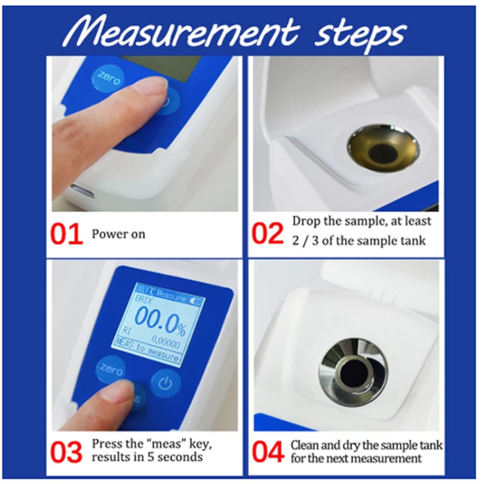 Digital Brix Refractometer, 0-55% Range, ±0.2% Accuracy, Backlight Display,...