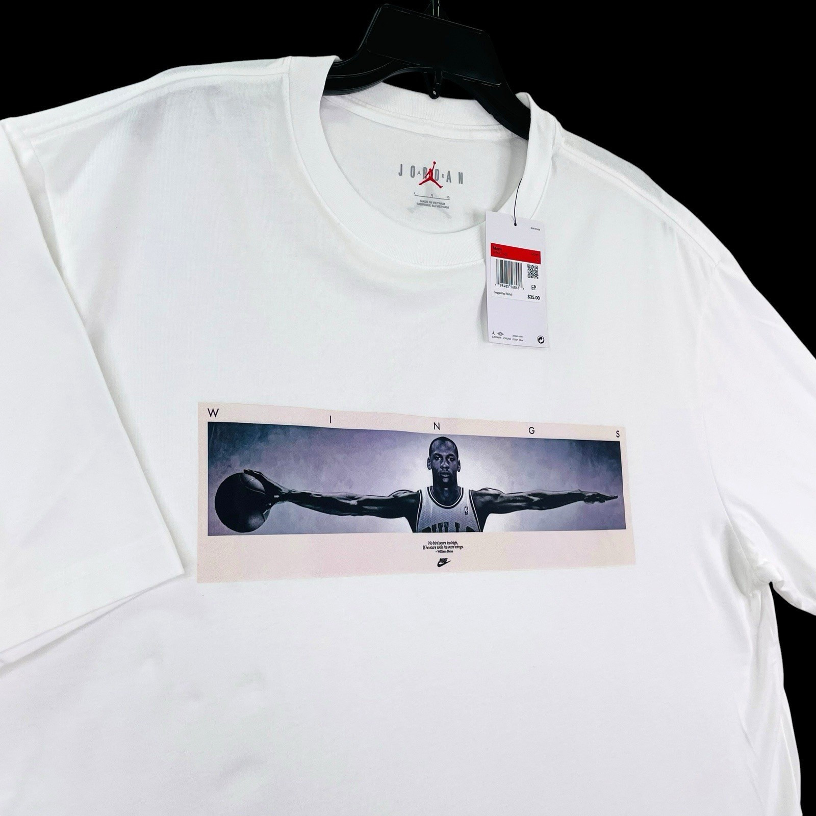 Nike Air Jordan Wings Photo T-Shirt Men Lg White Wingspan Tee IF5617-100 New
