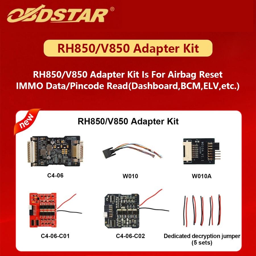 OBDSTAR RH850/V850 All K-ey Lost Adapter for IMMO Data/Pincode Read/SRS Reset