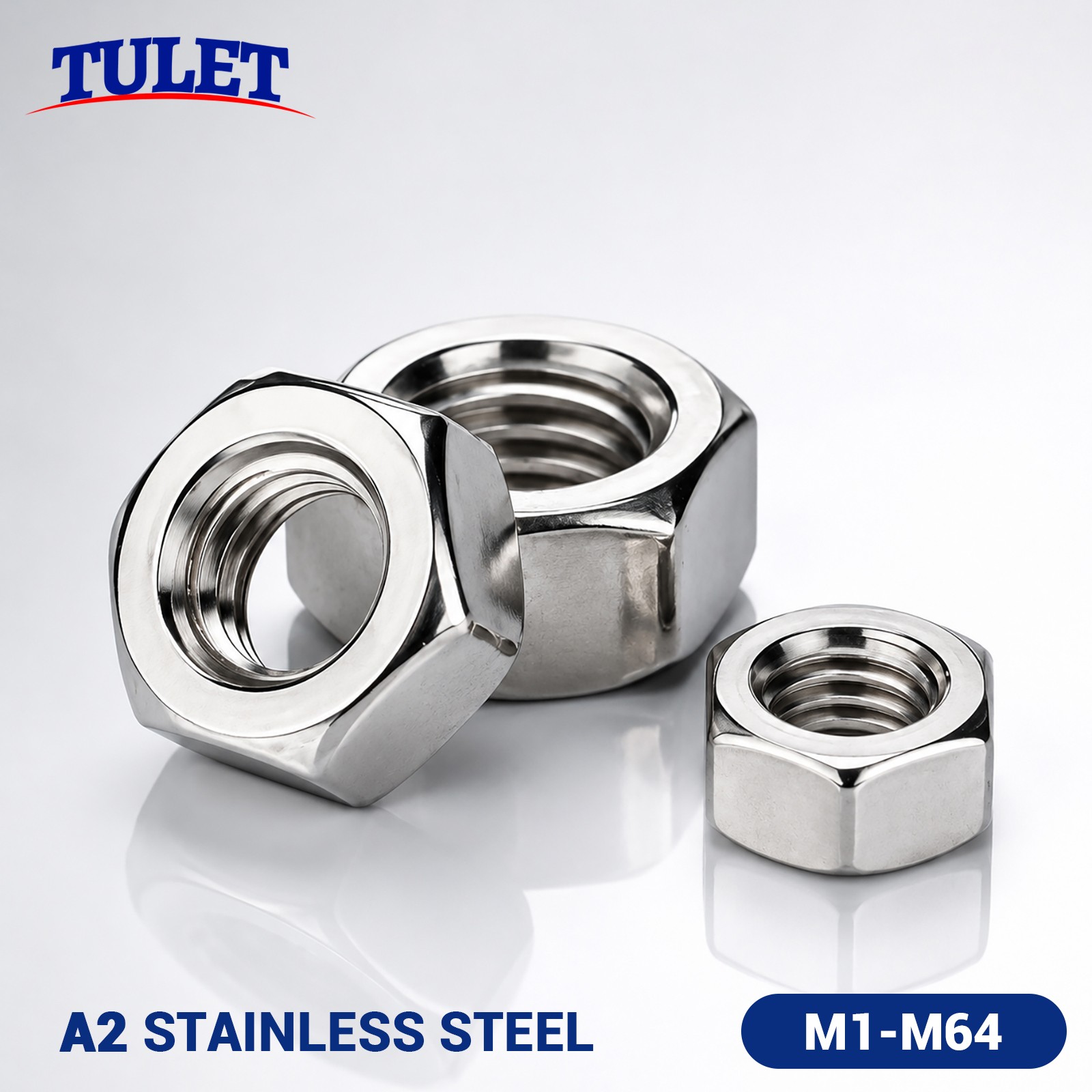 Metric Hex Nuts Stainless Steel 18-8 DIN 934 M2 M2.5 M3 M3.5 M4 M5 M6 M8 M10 M12
