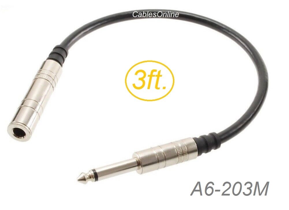 3ft Premium 1/4 inch 6.3mm TS Female to Male Mono Audio Extension Cable