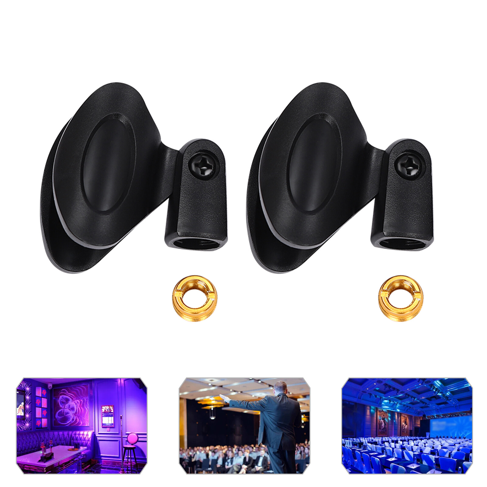 2Pcs Universal For Wired/ Wireless Mic Stand Microphone Clips Clamp Holder 180°