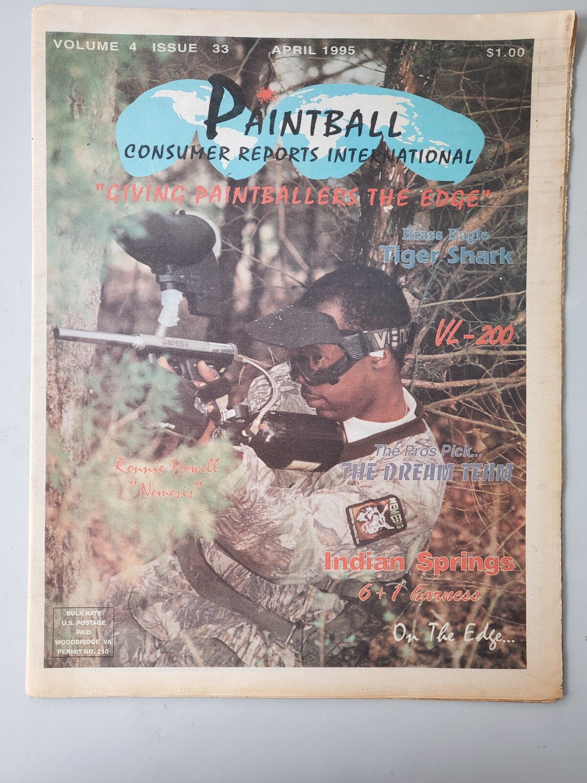 PCRI Paintball Magazine April 1995, Ronnie Howell Nemesis Cover Great Condition