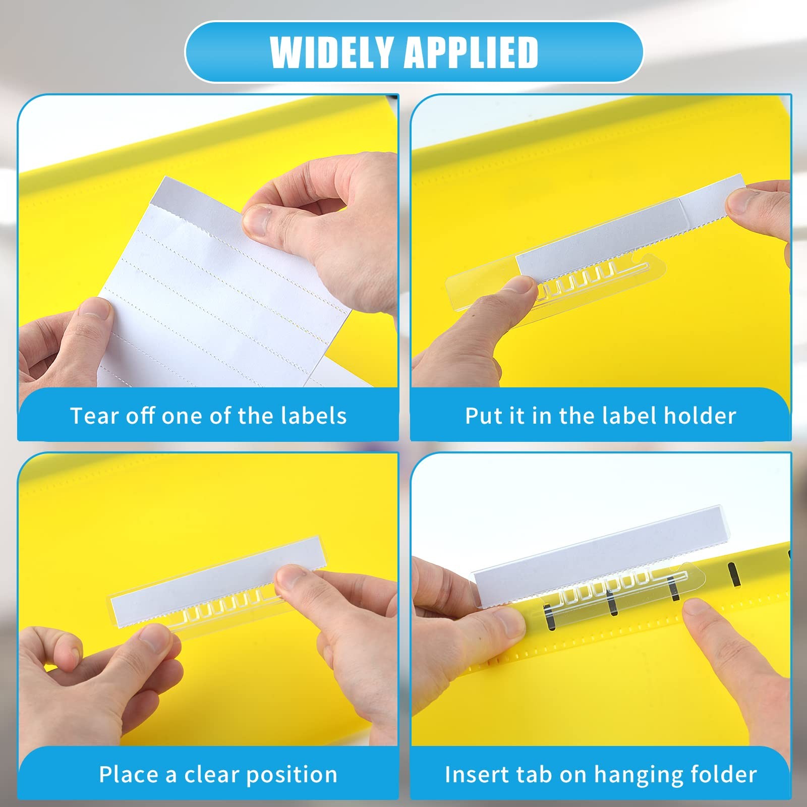 Clear Hanging Folder Tabs – 50 Pack, 4 Inch Tabs for 3.5 Inch File Folders