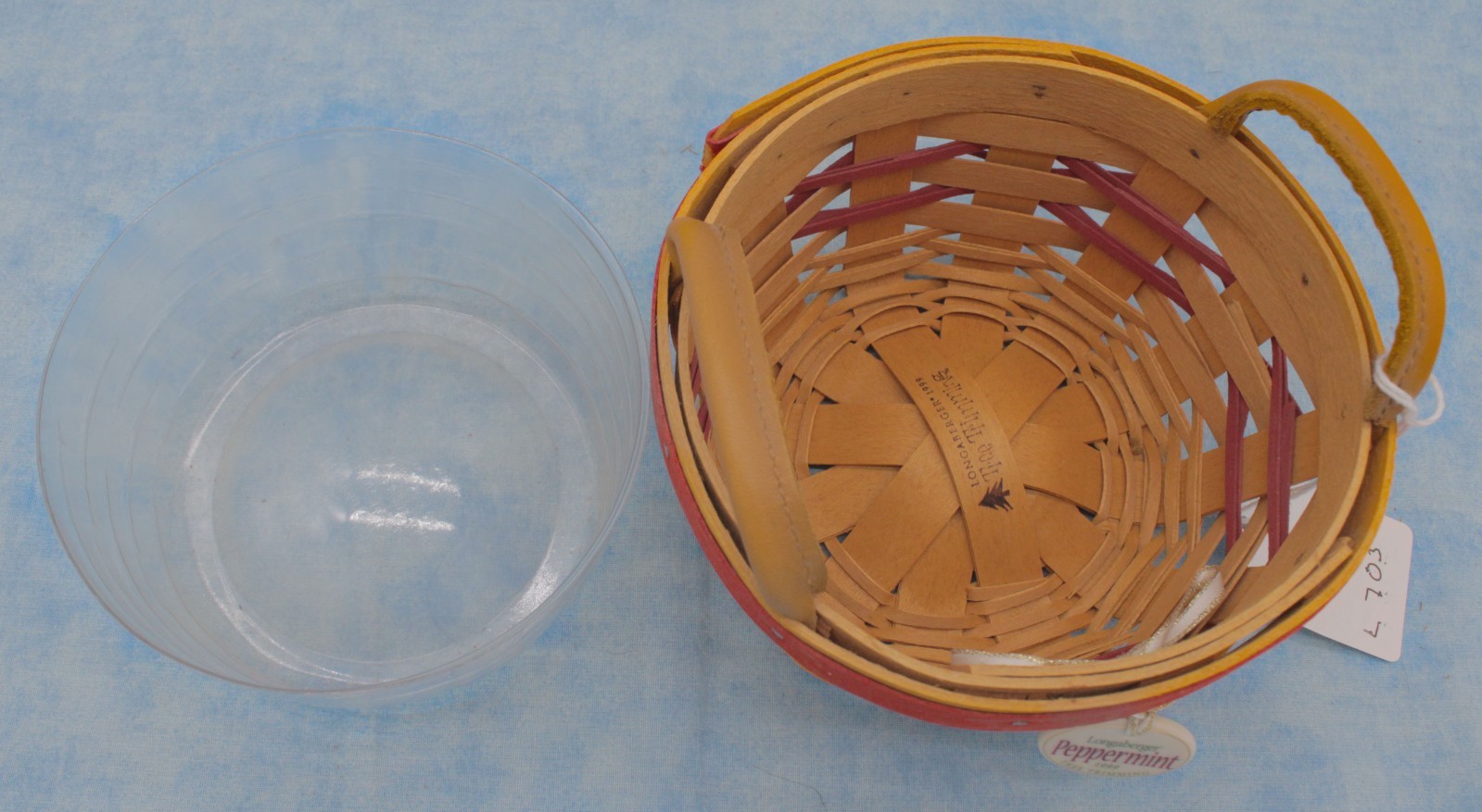 Longaberger 1999 Peppermint Tree Trimming Basket w/ Protector & Tag