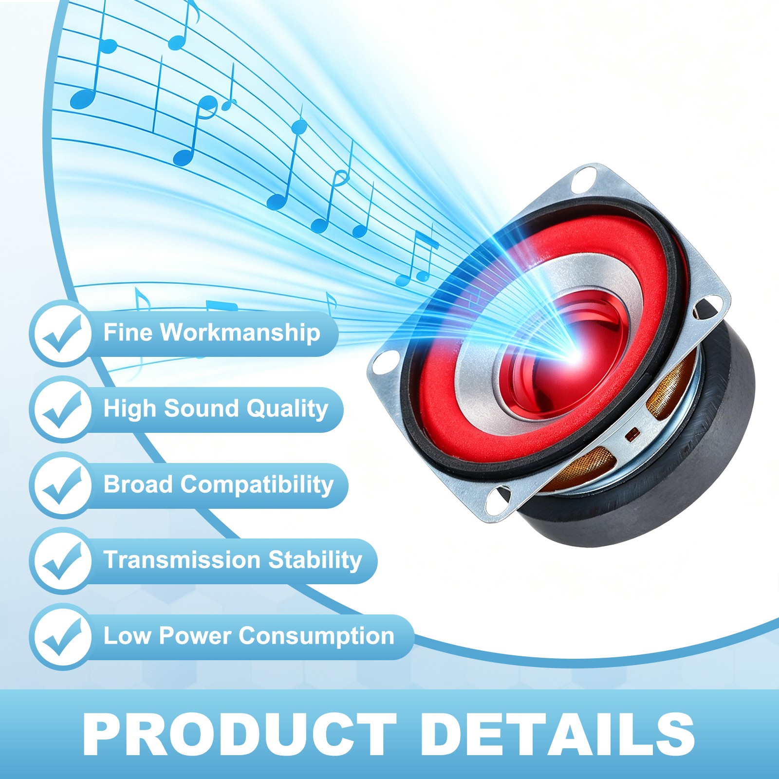 2Pcs 5W 4Ohm Small Speakers Square Micro External Magnet Speaker 45mm Red