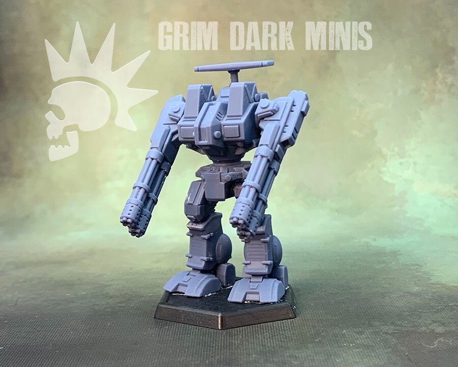 Battletech Scale - Rifleman w Rotary Cannons proxy mech (retro style)