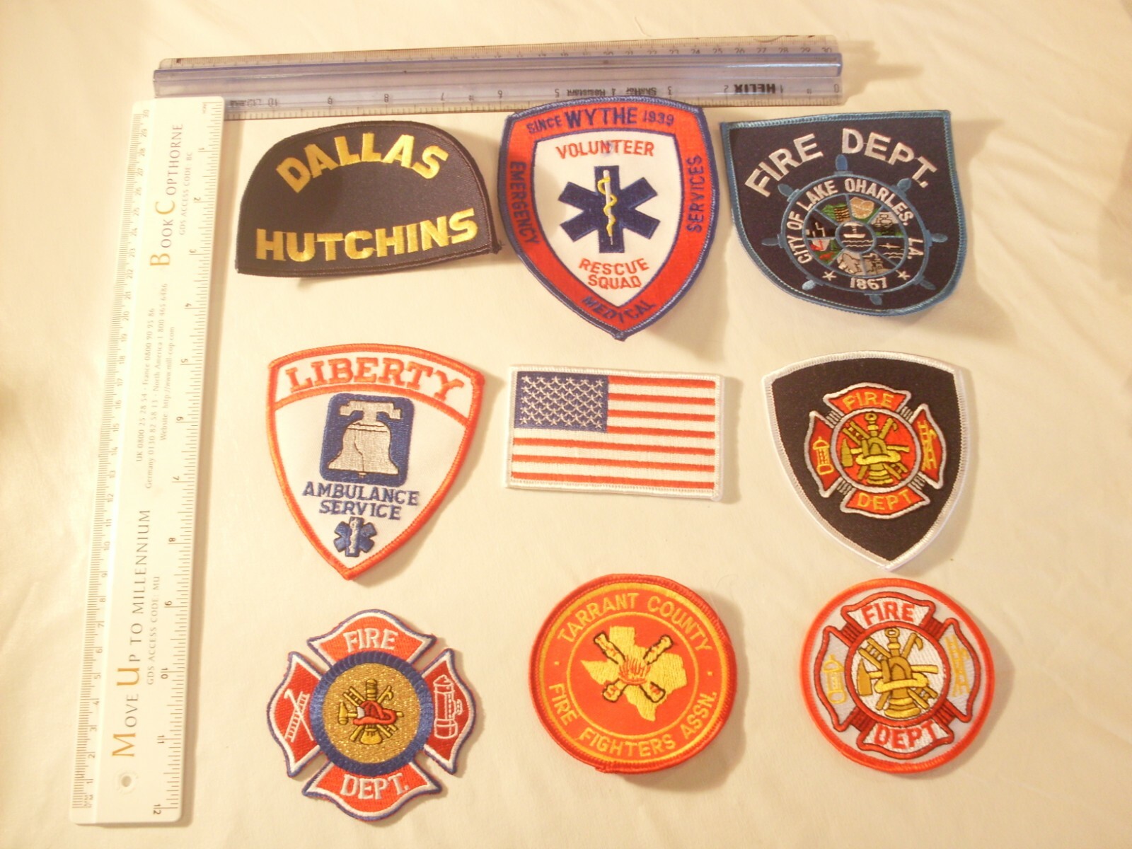 Fire Fighter Ambulance Rescue Collectors 9 Patches for display only Embroidered