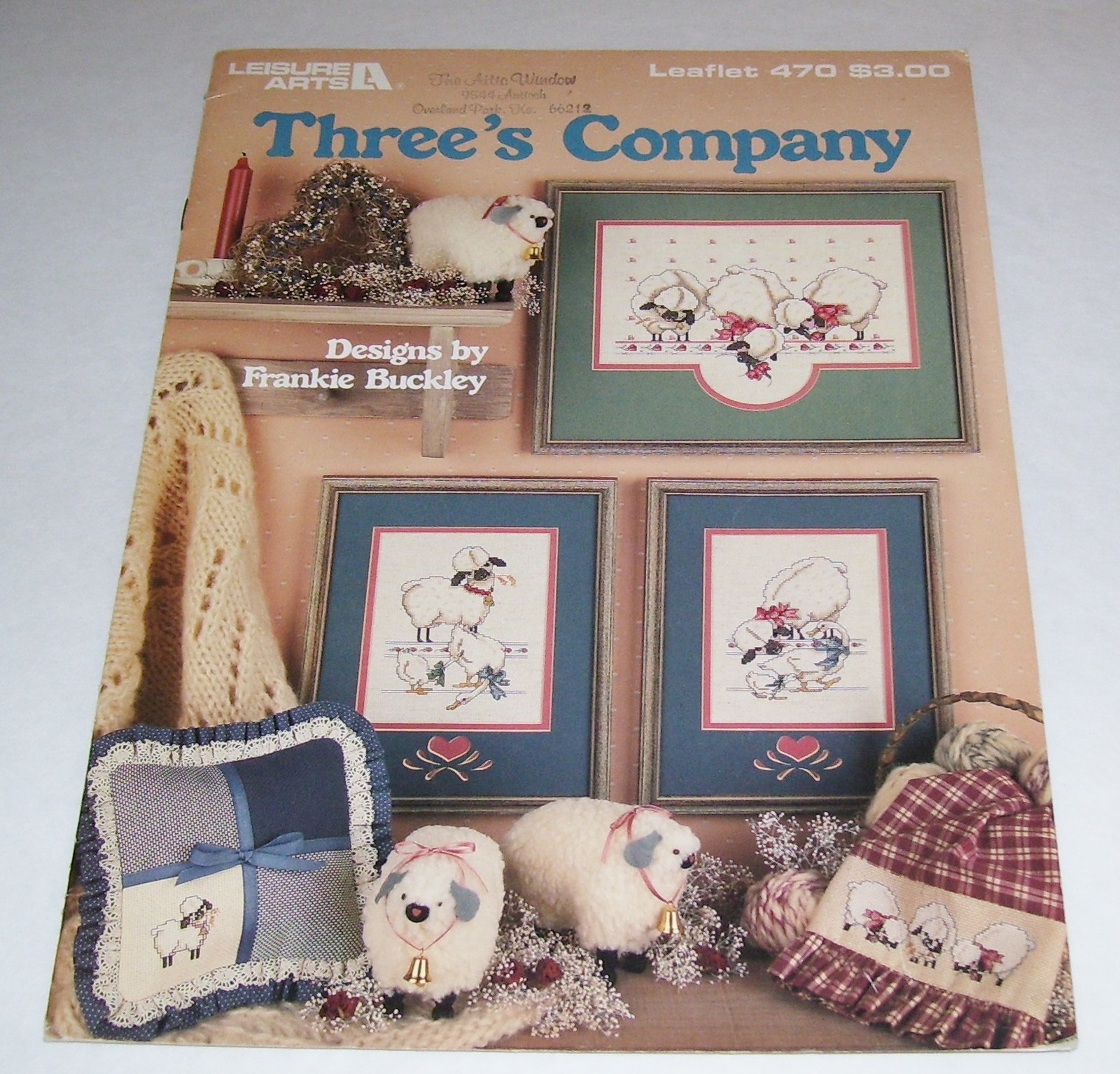 LEISURE ARTS COUNTED CROSS STITCH LEAFLET PATTERN 470 THREES COMPANY 1986 OOP