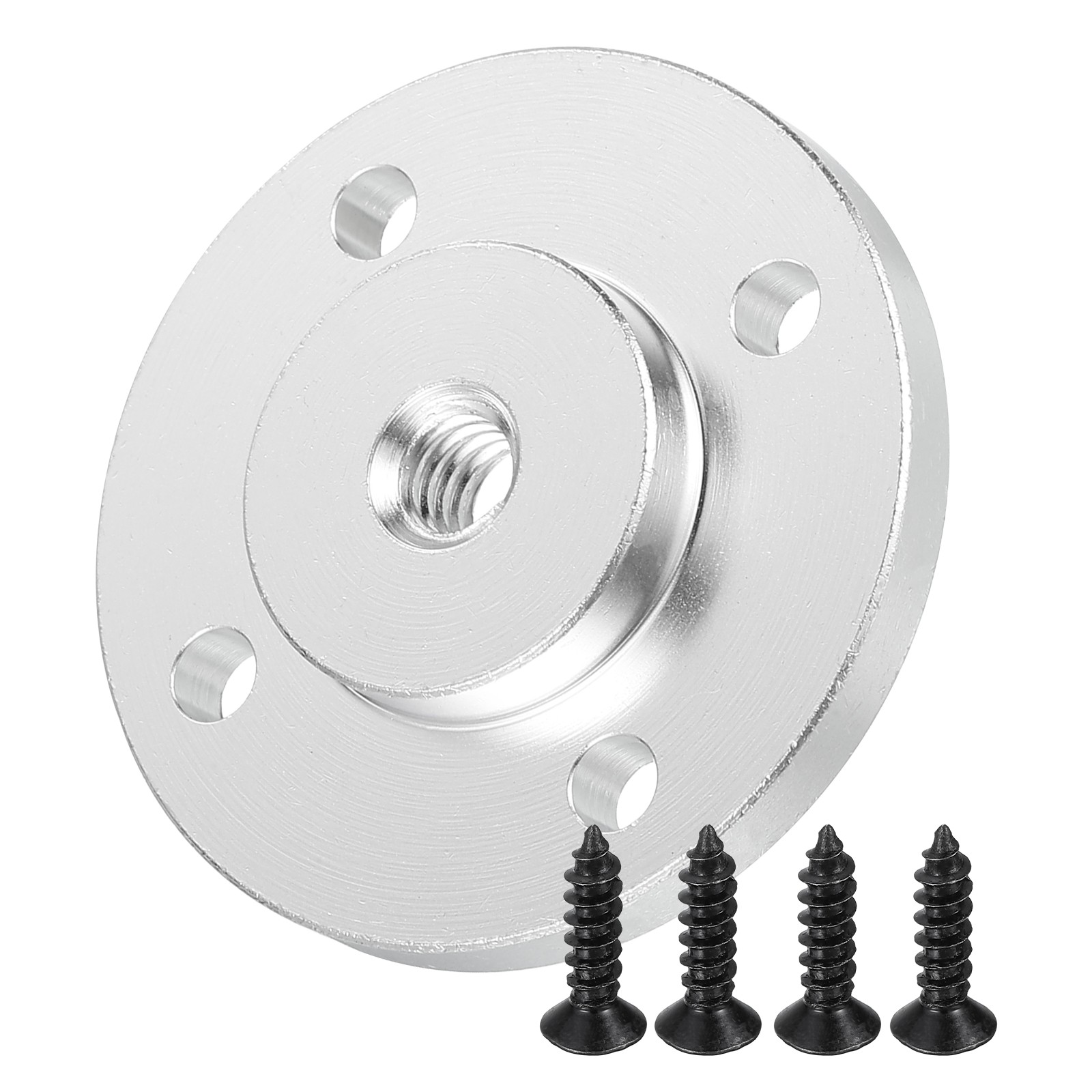 1/4"-20 Female Thread Microphone Flange Mount with Round Head Screw, Silver