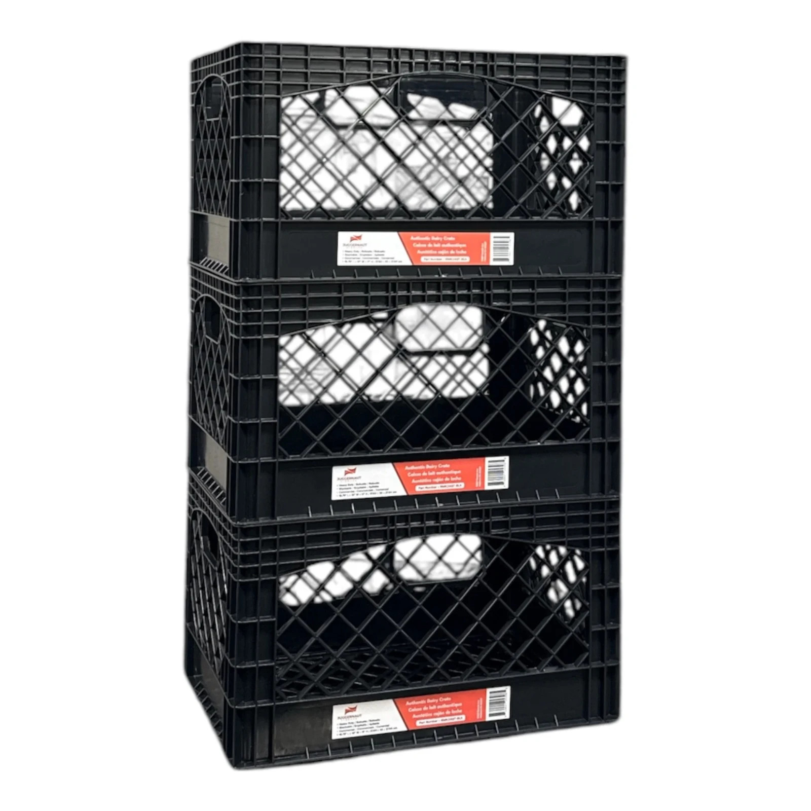 PLASTIC Milk Crate Heavy Duty Storage Bin Stackable 24QT Black