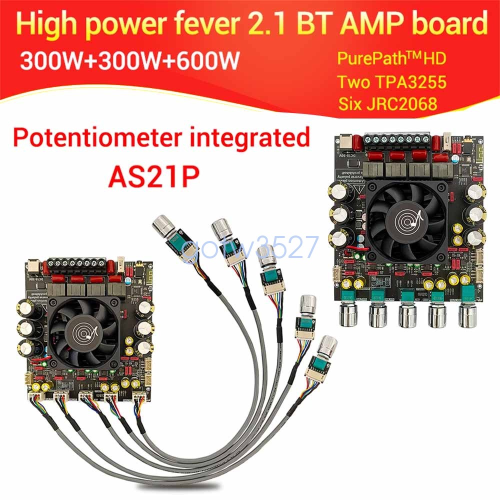 ZK-AS21P Hi-Fi 2.1 Channel Bluetooth Amplifier Board 300W+300W+600W TPA3255*2