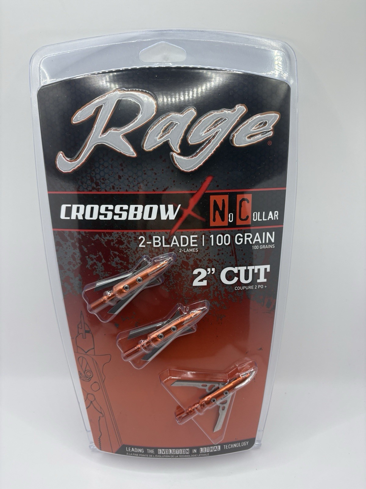 Rage Crossbow X No Collar Broadheads 100 Grain  2" Cut Pack of 3