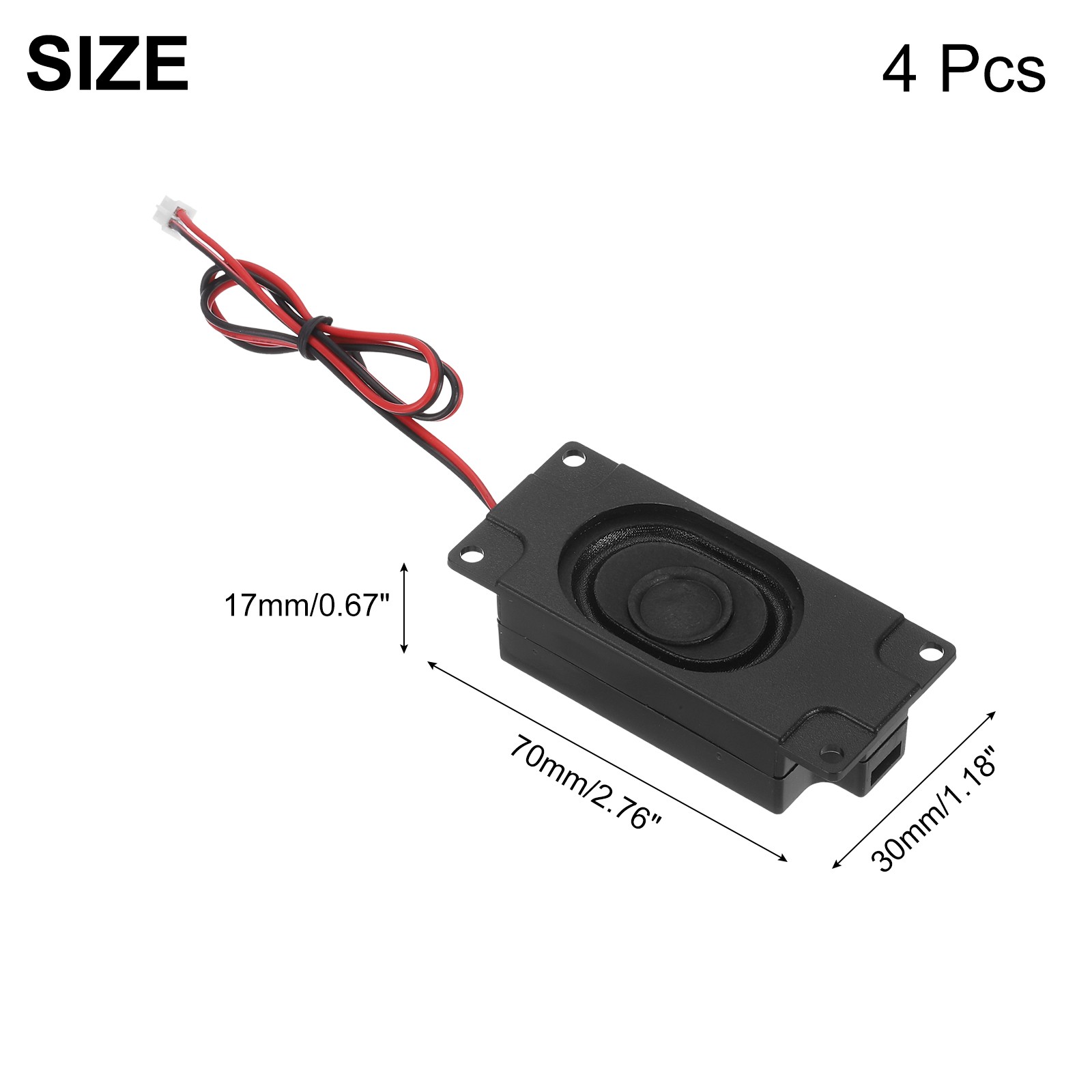 6 Pack 3 Watt 4 Ohm Single Mini Speaker with ST-PH 2.0 Terminal Wire
