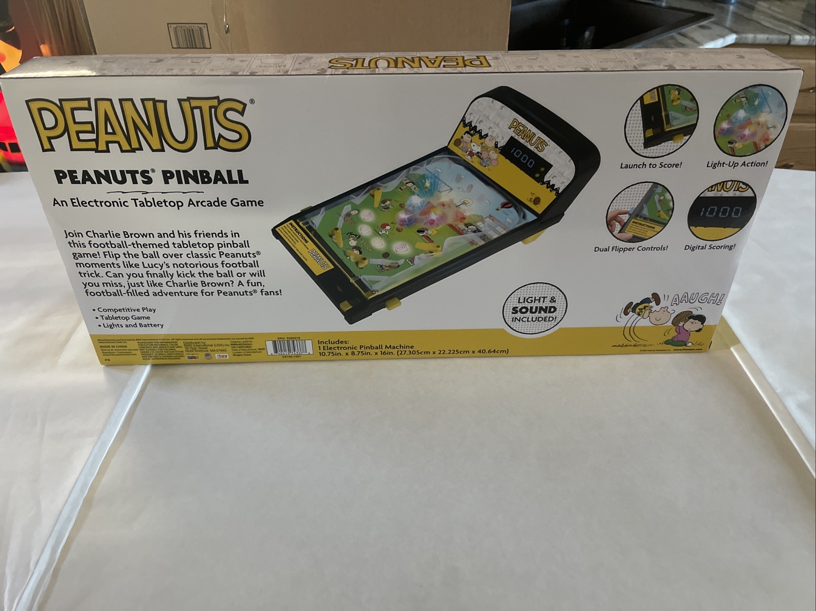 Peanuts SNOOPY Electronic Tabletop Arcade Game PINBALL Machine w/ Lights & Sound