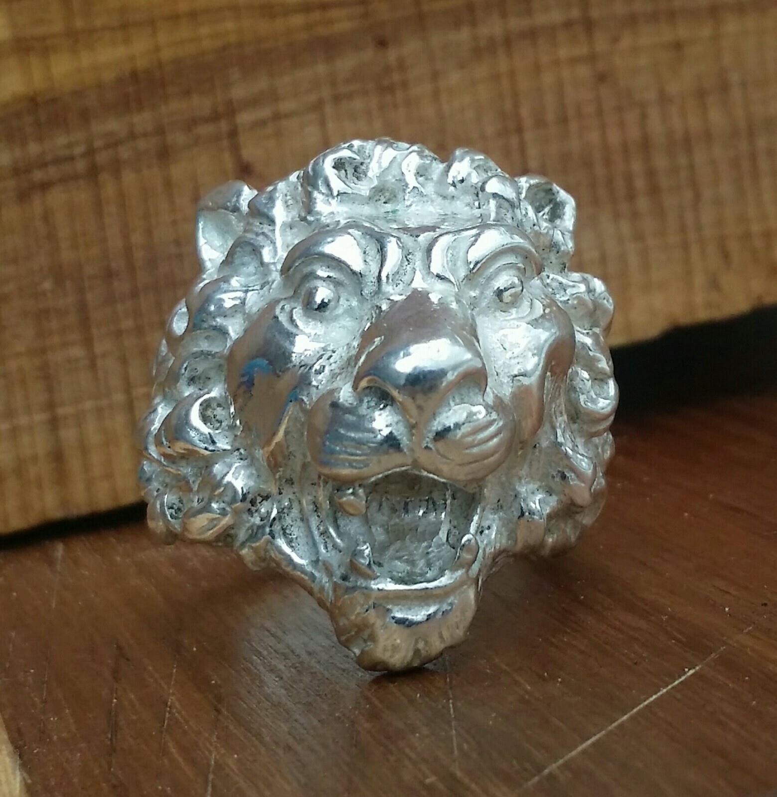 925 MENS SILVER RING SEAL LION SOLID HEAD
