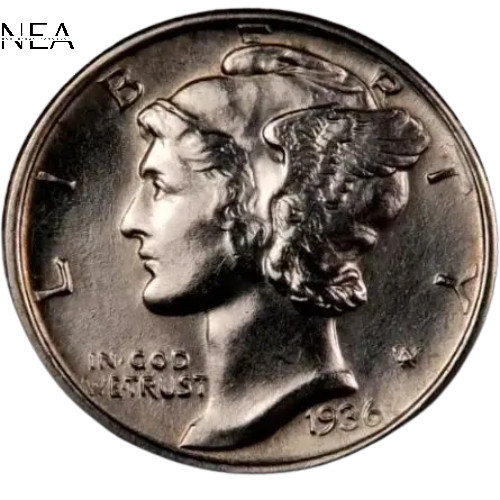 1936-S Mercury Dime ~ Gem BU (Full Split Bands - FSB) ~ 90% Silver