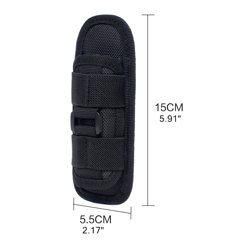 LED Flashlight Lining 360° Rotating Torch Holster Black Nylon Clip