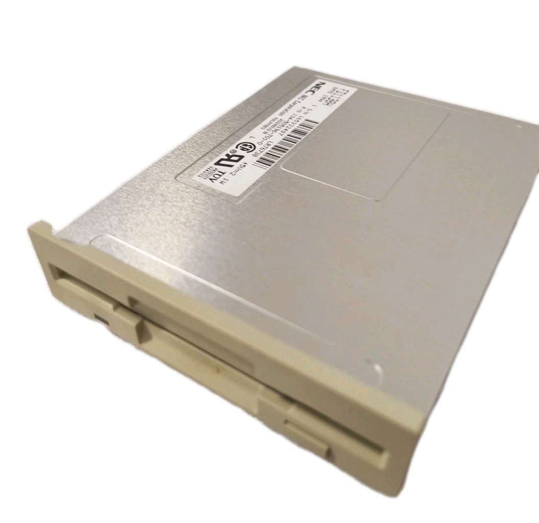 RARE VINTAGE NEC FD1138H 1.44MB FLOPPY DISK DRIVE WITH FACE PLATE BEIGE BXDR1