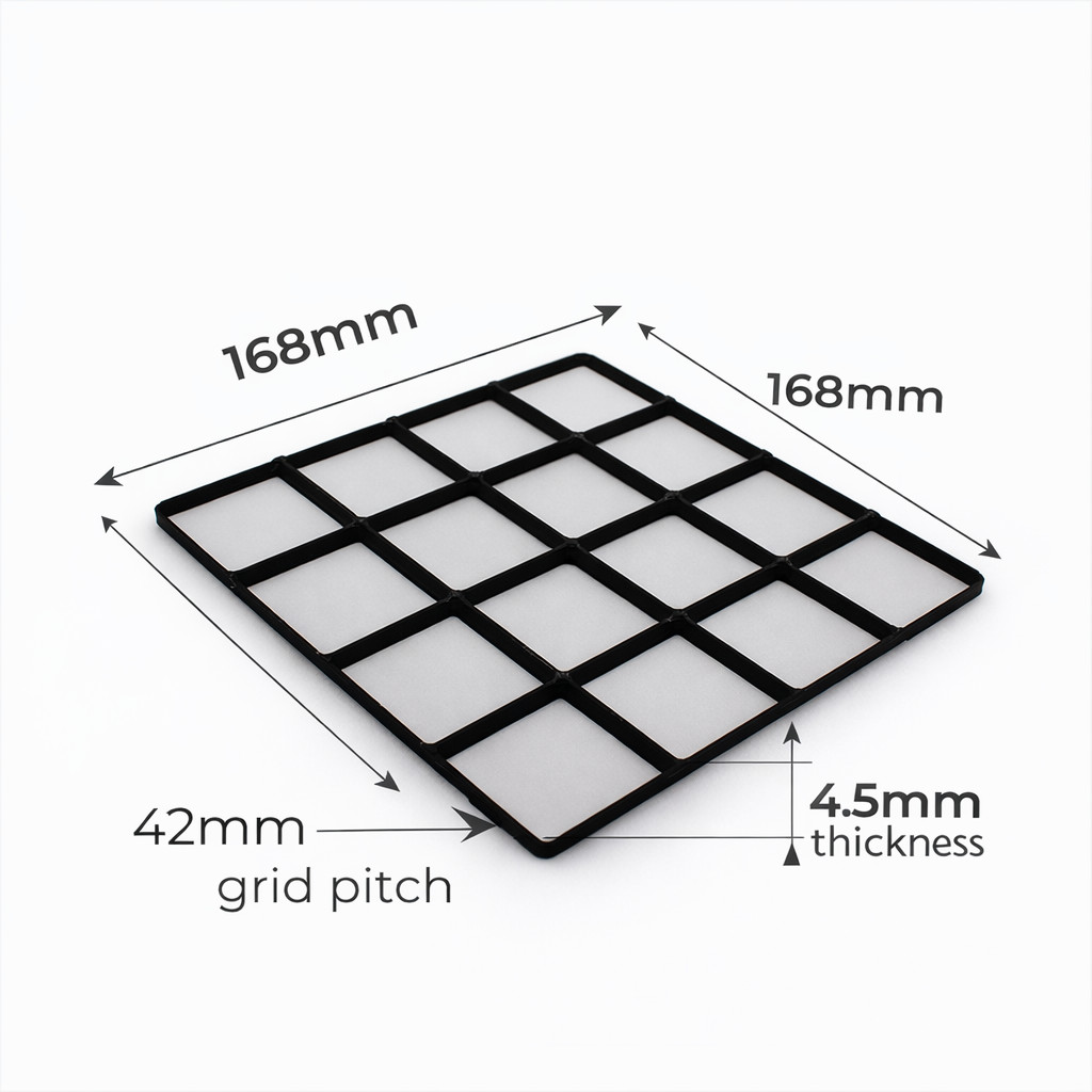 Gridfinity 4x4 Base Plate 168mm Modular Drawer Organizer Grid Black
