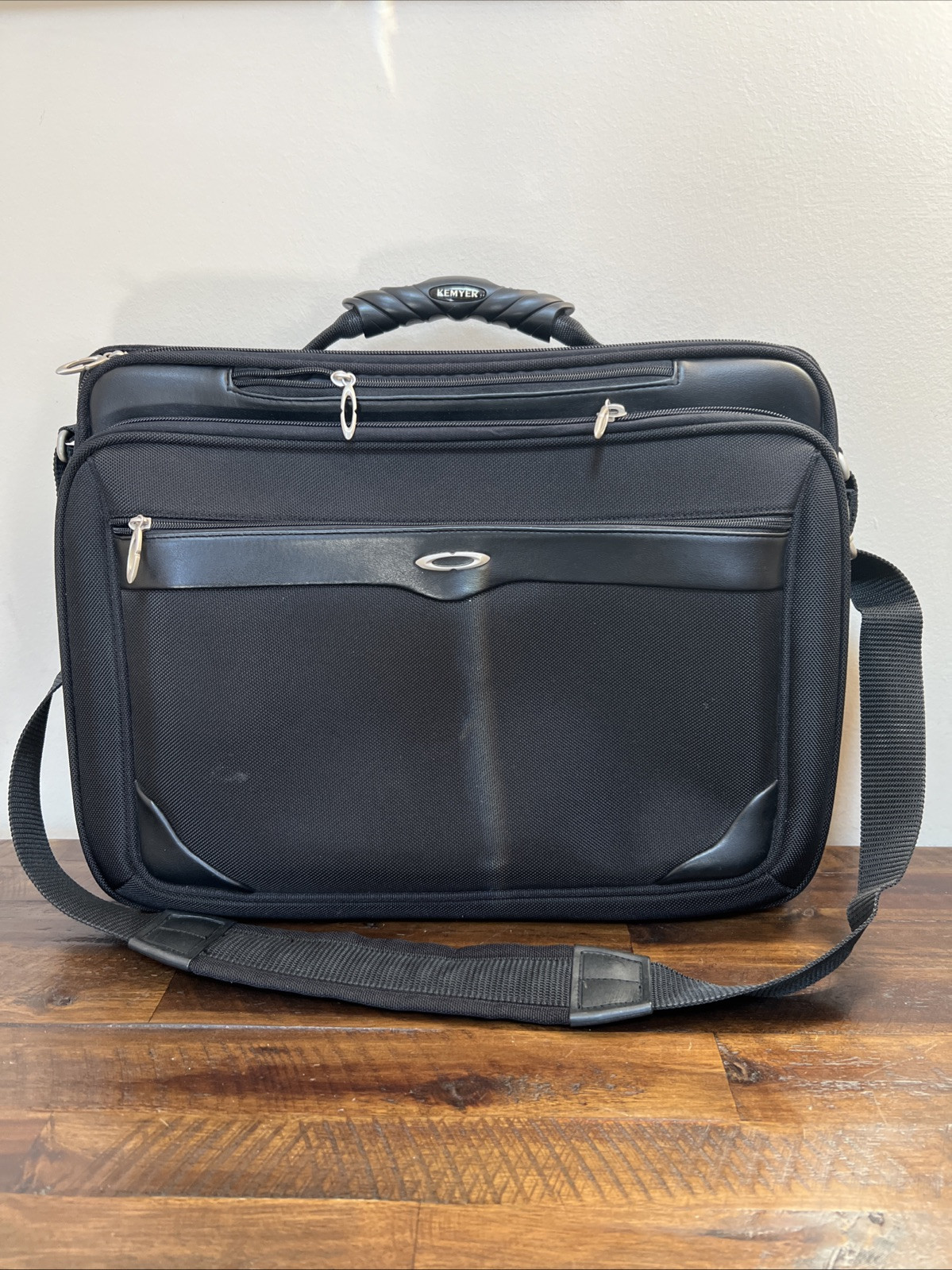 Kemyer Black Briefcase Carry On Handle Padded Strap Compartments Large