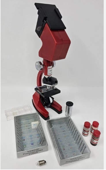 VTG Tasco Discovery Workshop 900 Power Microscope Kit Red Model 60900-D Set
