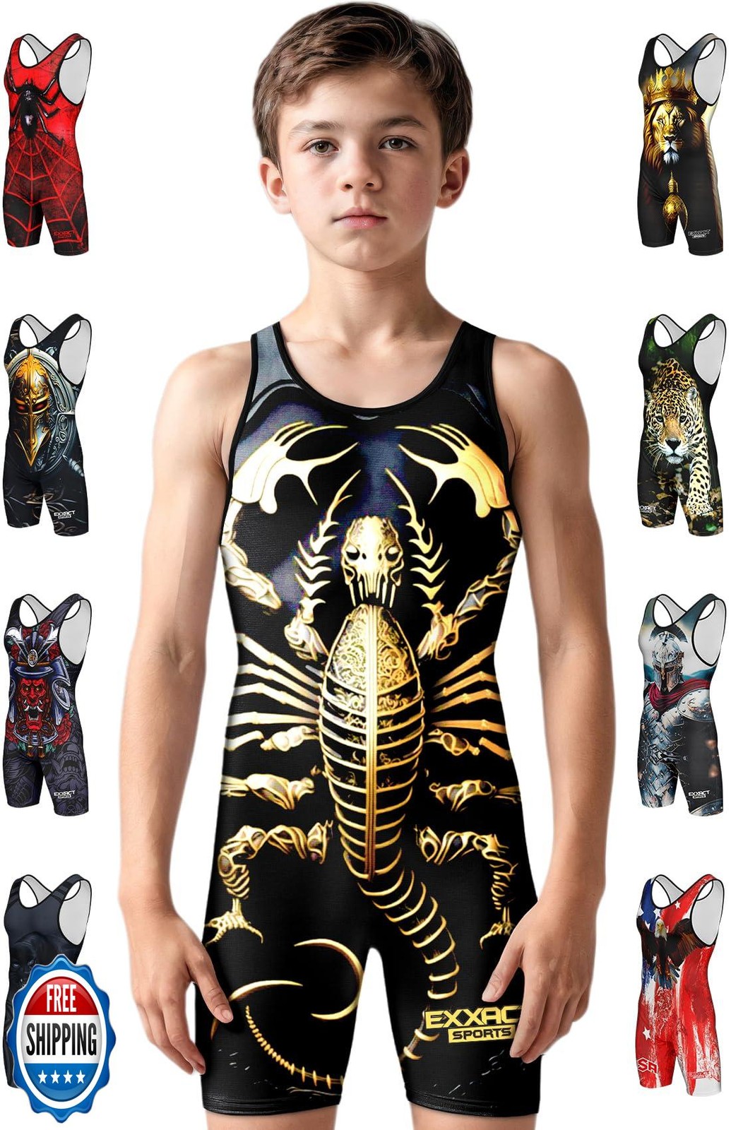 Exxact Sports Sublimated Youth Wrestling Singlet For Boys, Premium Powerlifti