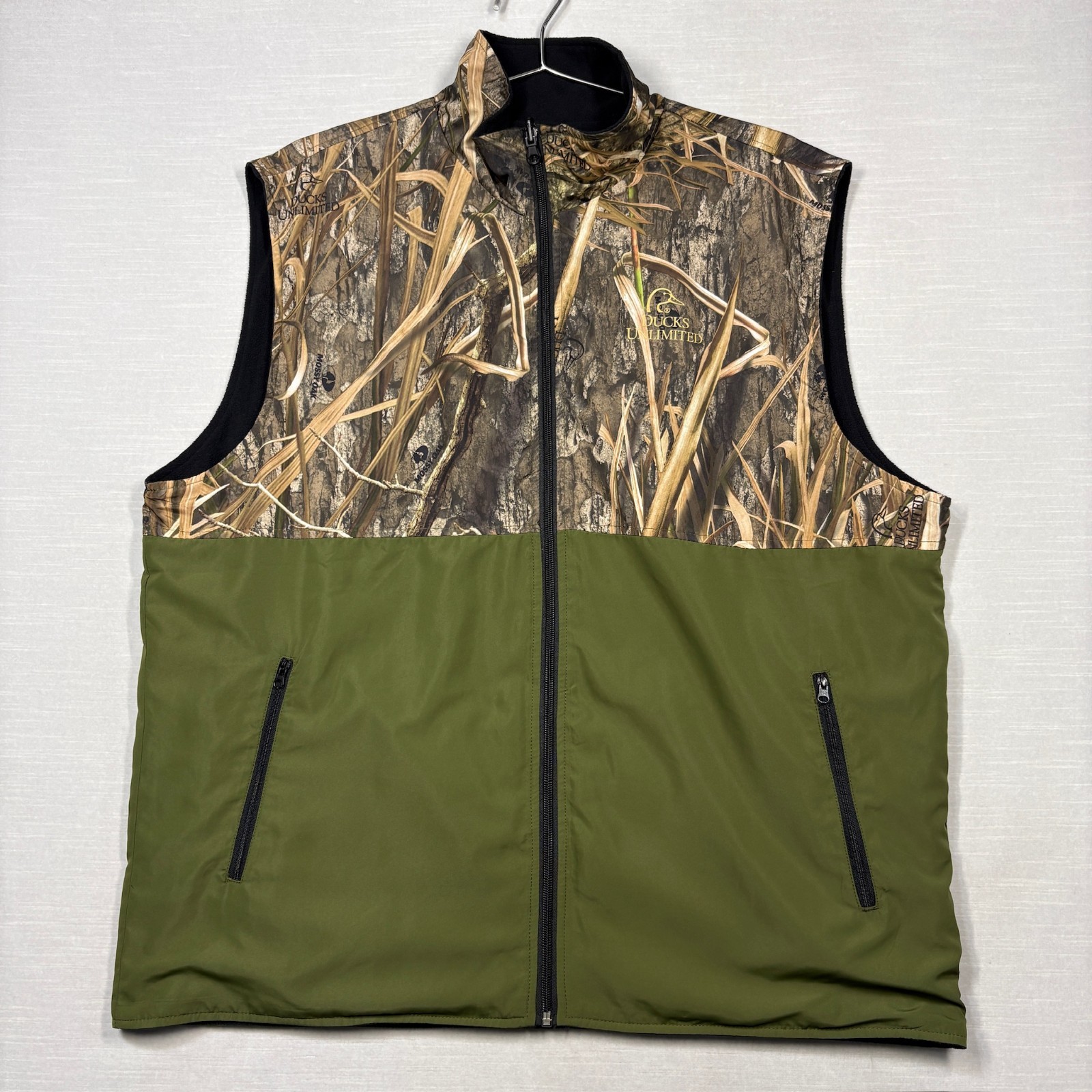 Mossy Oak Ducks Unlimited Fleece Lined Vest Mens XL Shadow Grass Habitat Camo