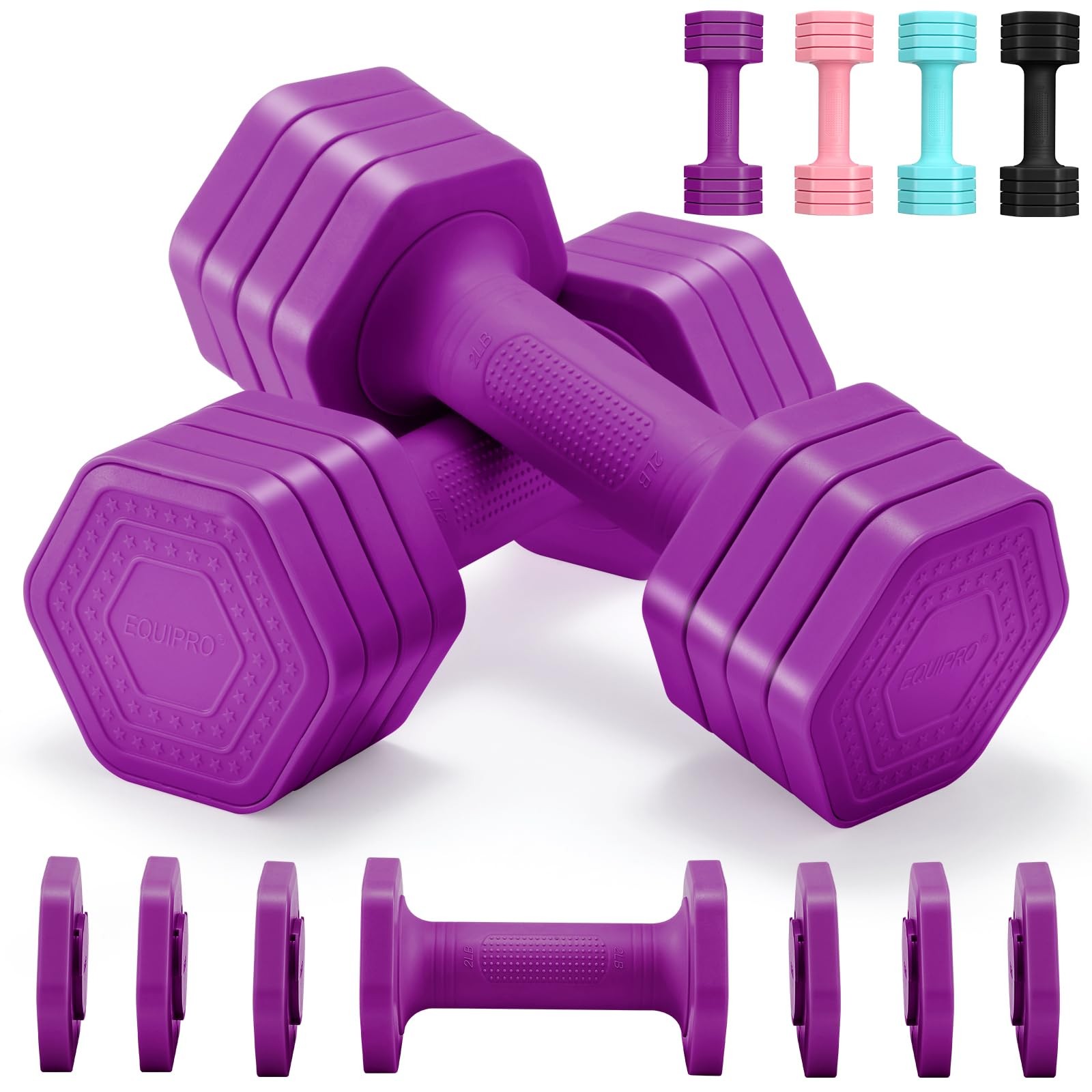 Adjustable Dumbbell Set 4 In 1 Weights 2 3 4 5 Lbs Tpu Handle Home Gym