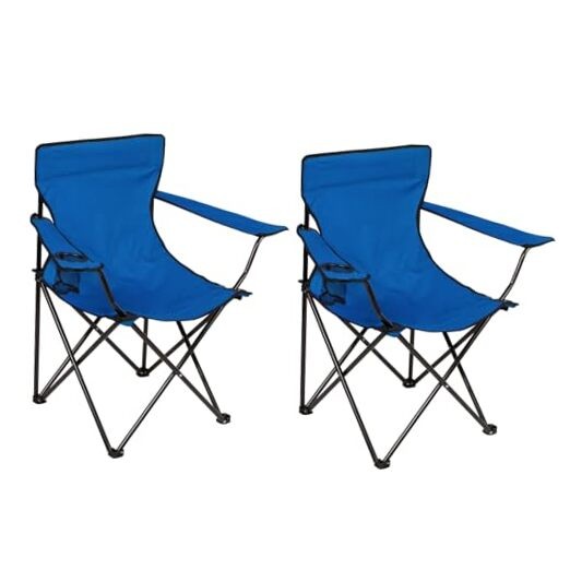 Folding Camping Chair with Cup Holder, 225lbs Capacity, Portable Foldable Blue
