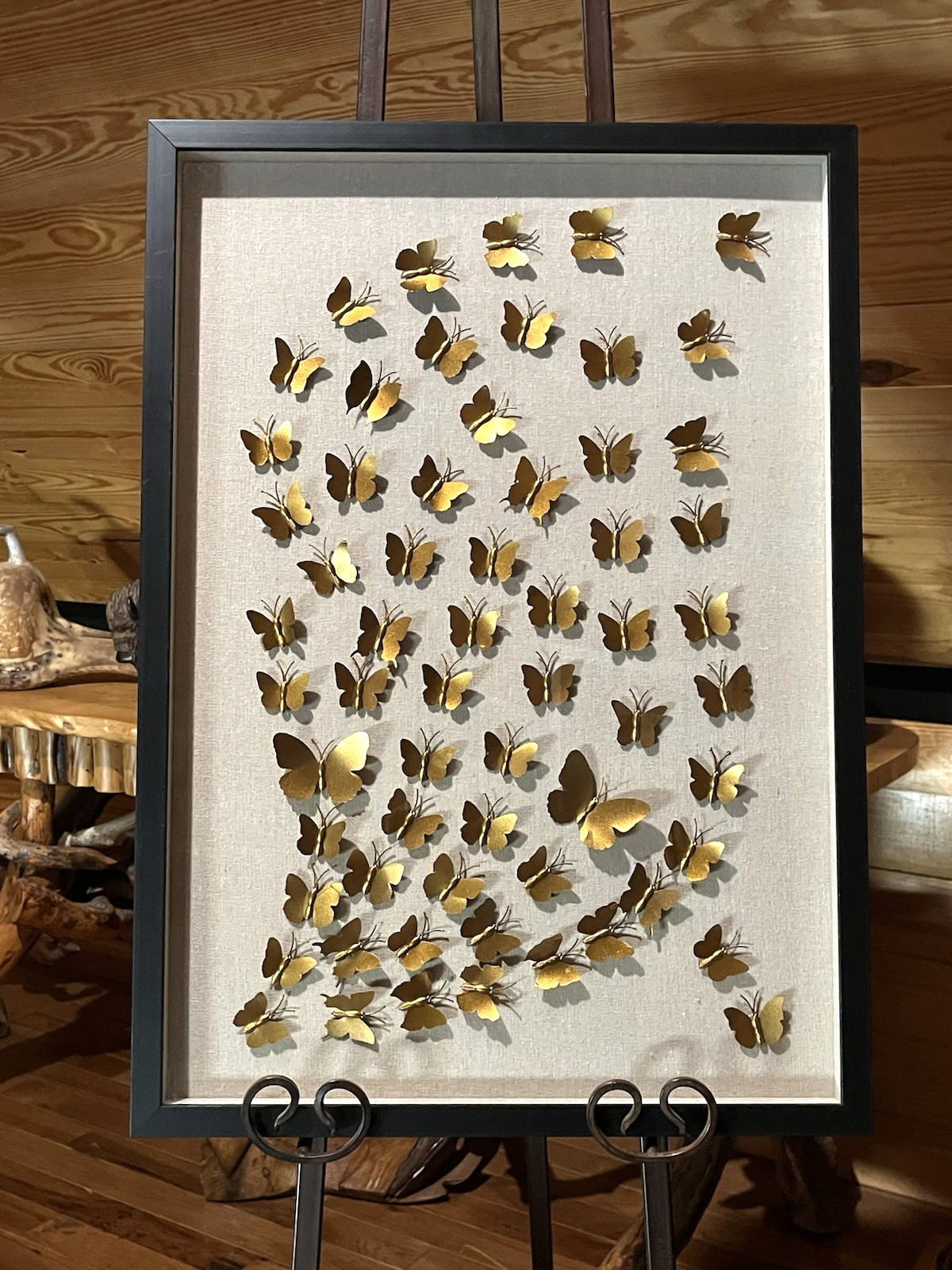 Butterflies in Flight 3D Gilded Gold Splash Design Collage Panel Wall Art