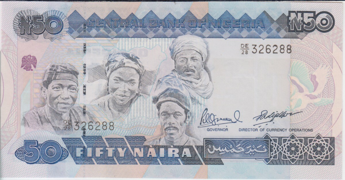 Nigeria banknote P.27c 50 Naira sig 10 pfx De/28 UNC We Combine