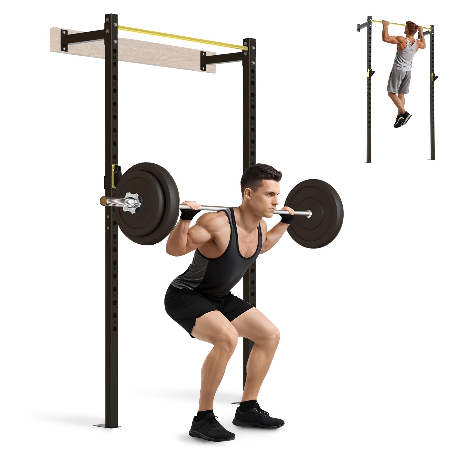 Sportsoul 900lb Wall Mount Power Cage Squat Rack Pull Up