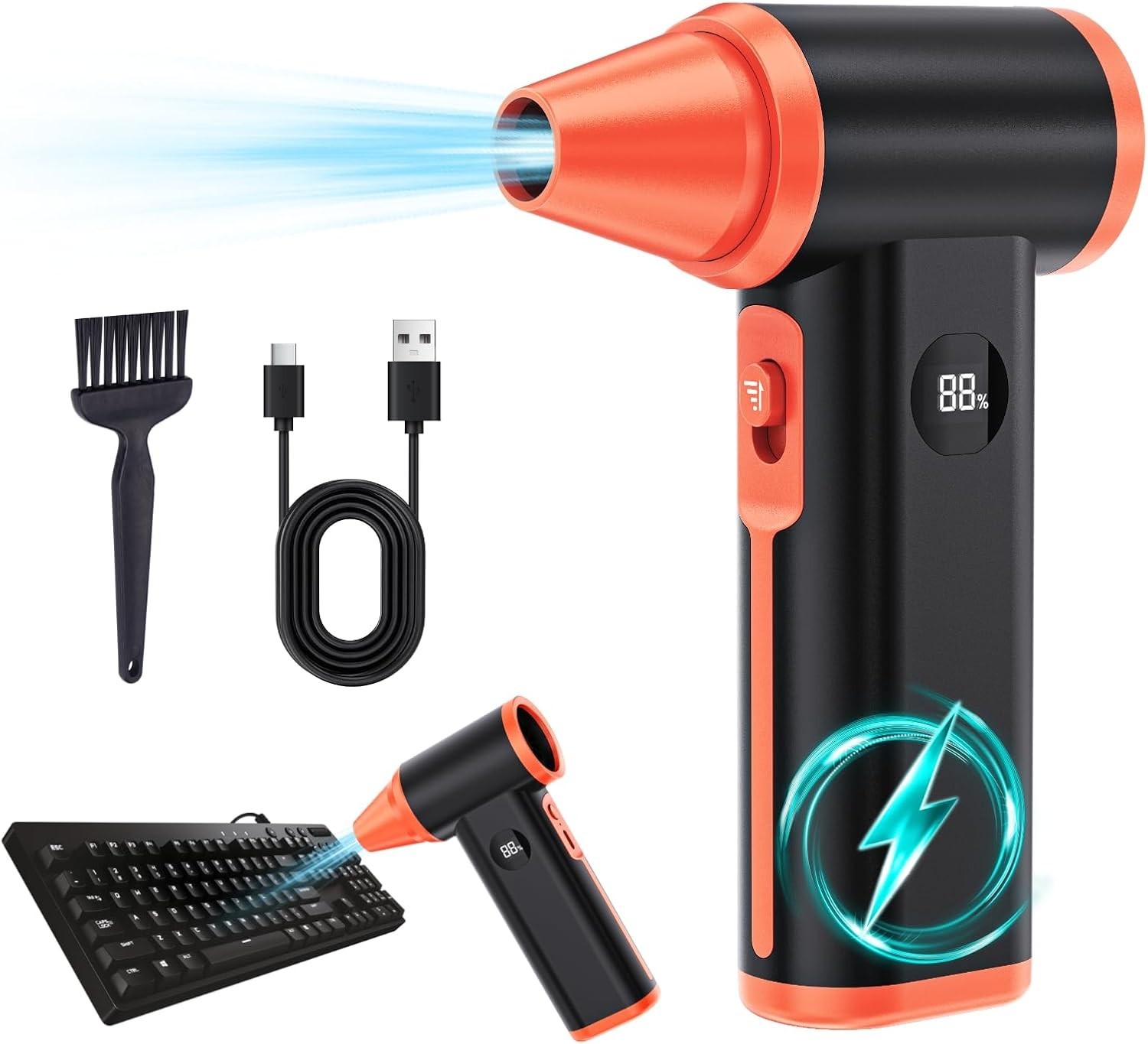Compressed Air Duster Rechargeable Electric Air Duster for PC Keyboard Mini D...